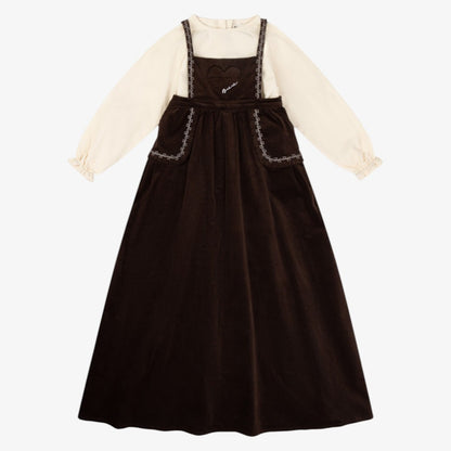 Vintage Cord Maxi Dress - Brown