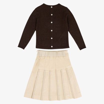 Sweater And Corduroy Skirt - Cream