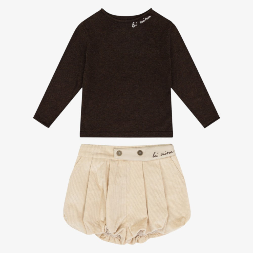 Trim Sweater And Bloomer - Cream
