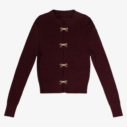 Bow Knit Sweater - Burgundy
