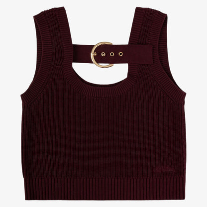 Buckle Vest And Skirt - Burgundy