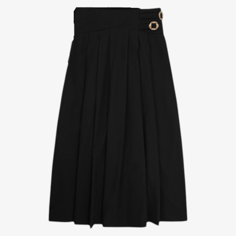 Buckle Midi Skirt - Black