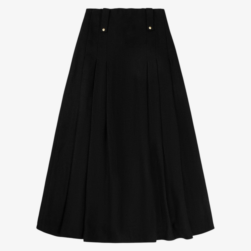 Wool Midi Skirt - Black