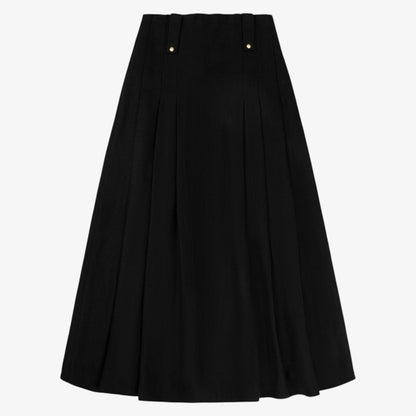Wool Midi Skirt - Black