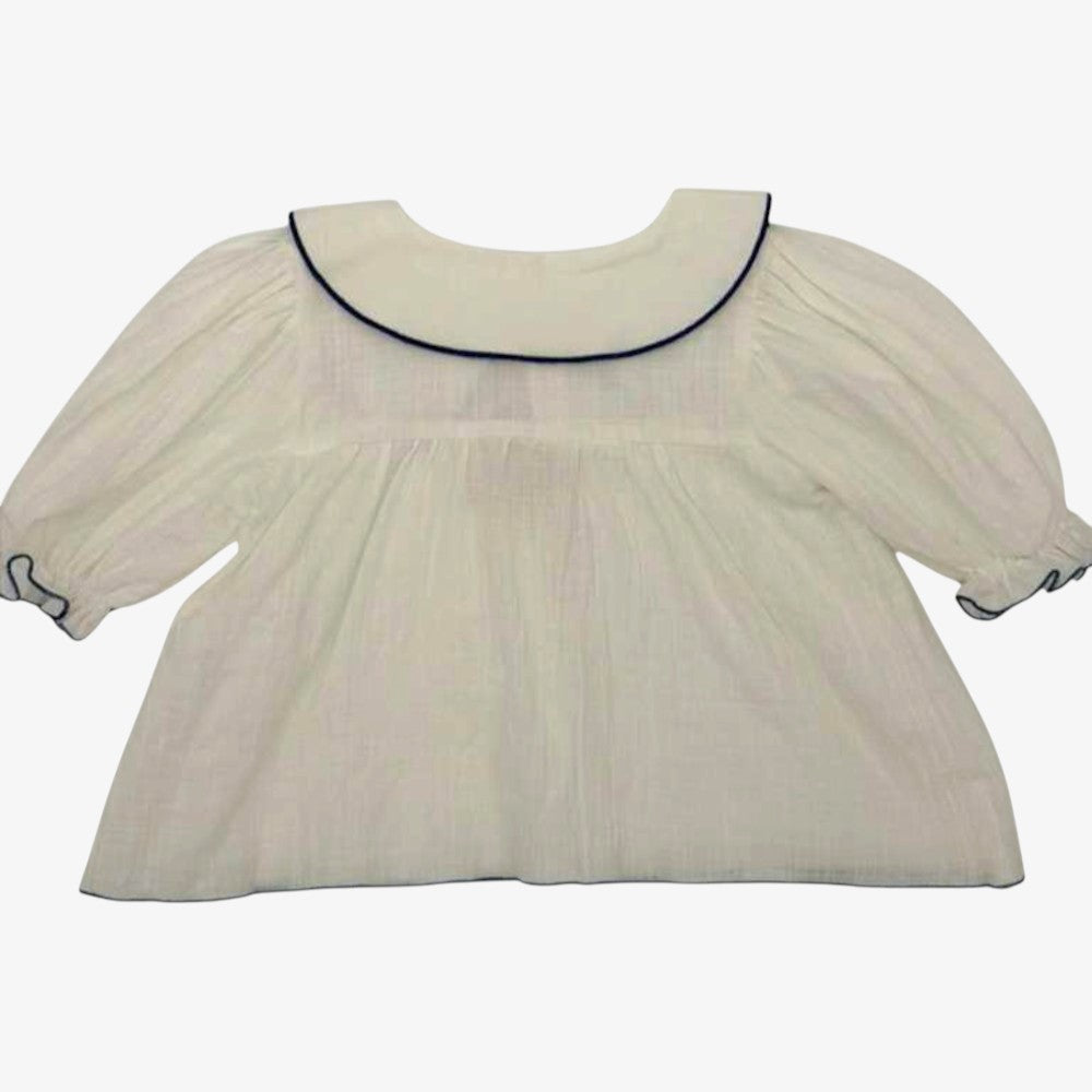 Hartense Shirt - Ecru &amp; Royal Blue