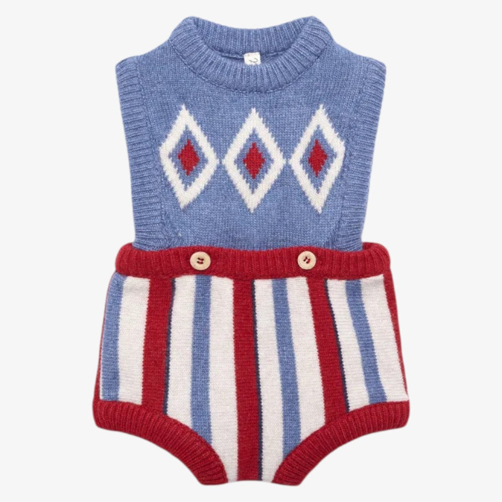 Argyle Knit Romper - Multi