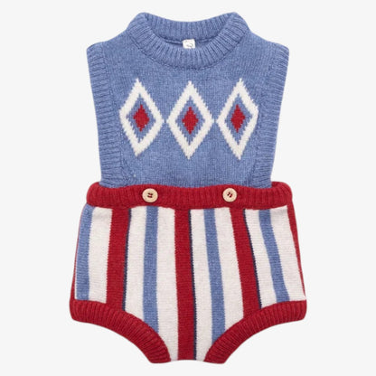 Argyle Knit Romper - Multi