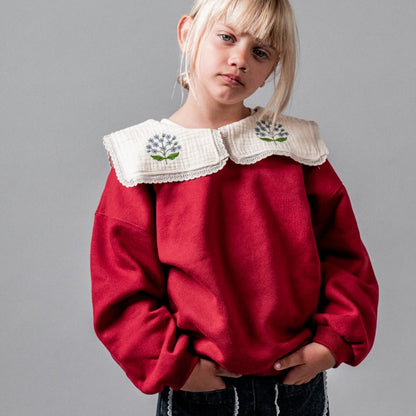 Embroidered Sweatshirt - Cherry