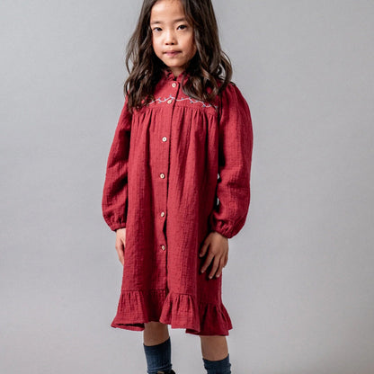 PLUMETI EMBROIDERED DRESS - Burgundy
