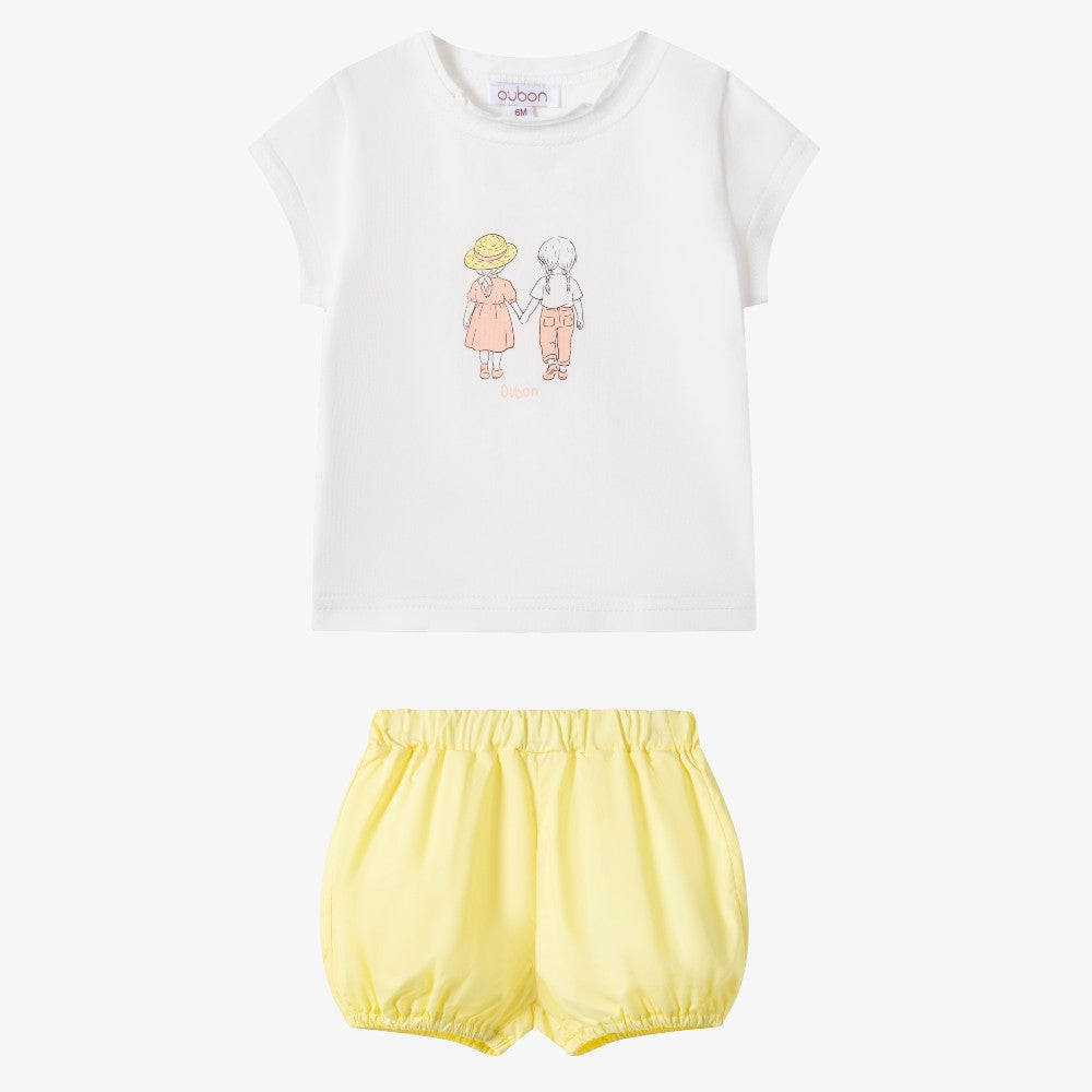 Friends T-Shirt And Bloomer - White & Pink