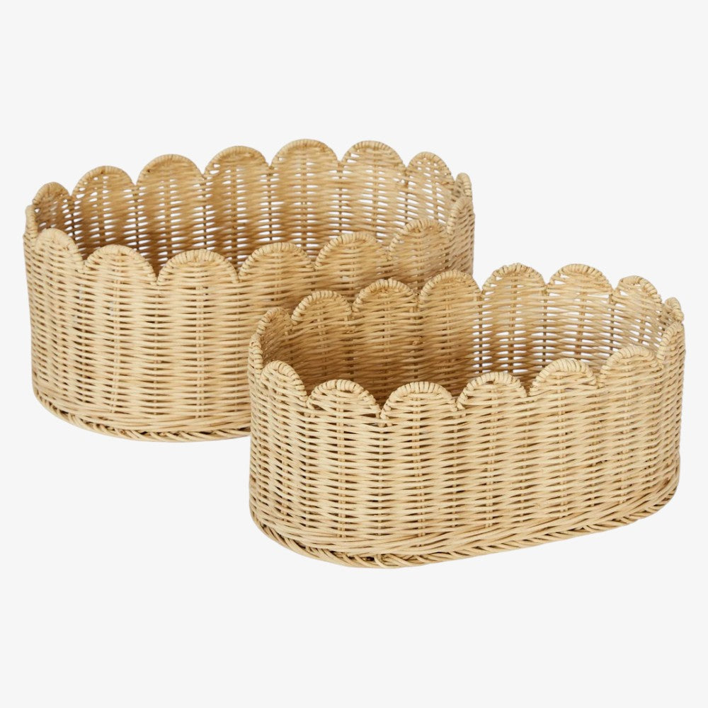 Belle Scallop Basket 2Pk - Natural