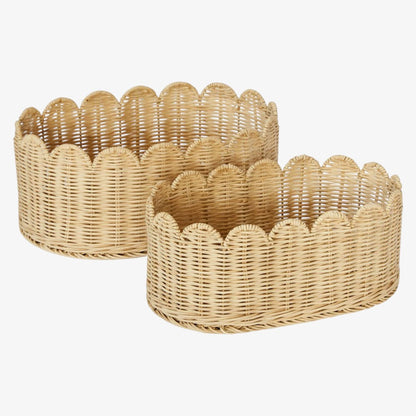 Belle Scallop Basket 2Pk - Natural