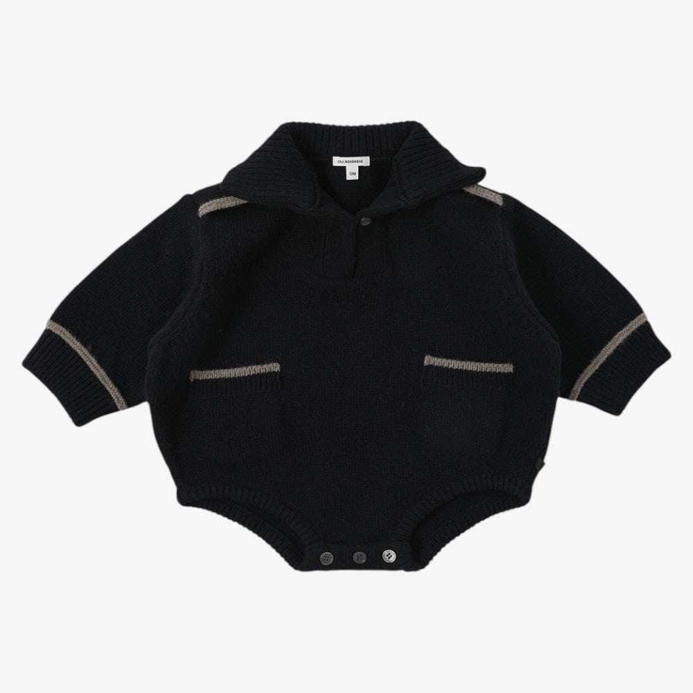 Marine Knit Romper - Navy