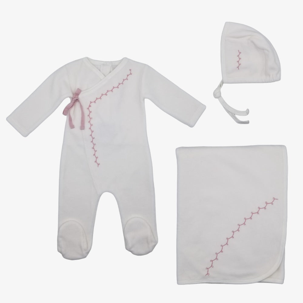 Wrap Embroidered Take Me Home Set - Ivory/rose