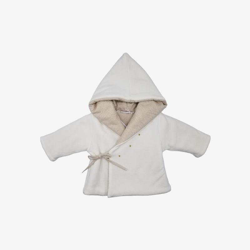 La Mascot Wrap Jacket With Bonnet - White-bige
