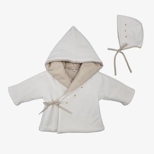 La Mascot Wrap Jacket With Bonnet - White-bige