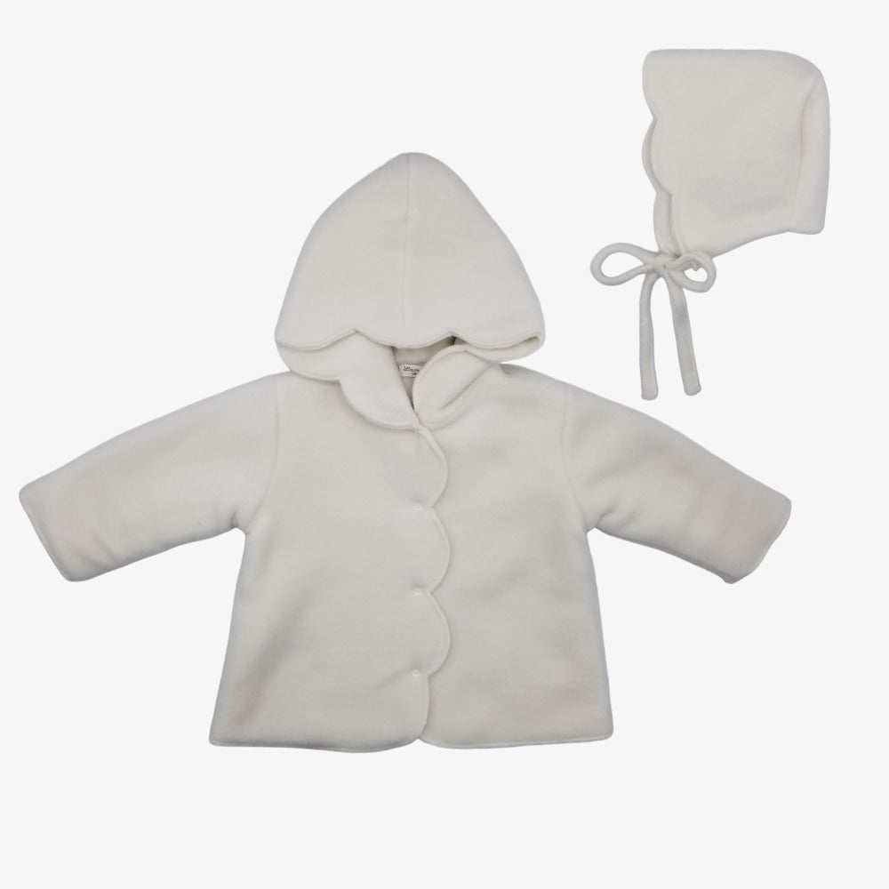 La Mascot Wrap Fleece Jacket With Bonnet - Ivory
