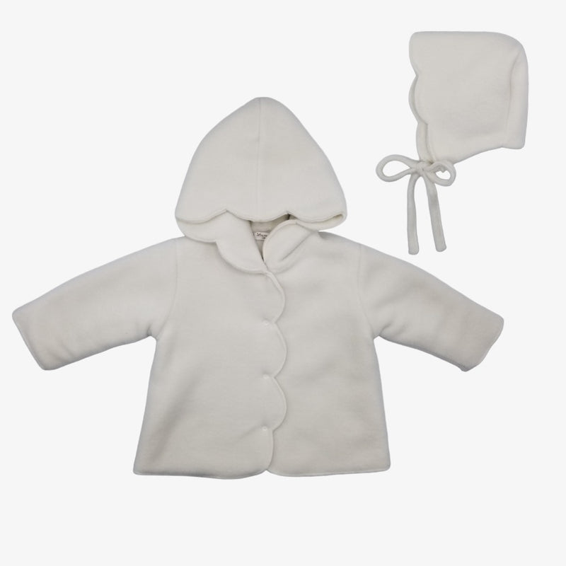 Wrap Fleece Jacket With Bonnet - Ivory