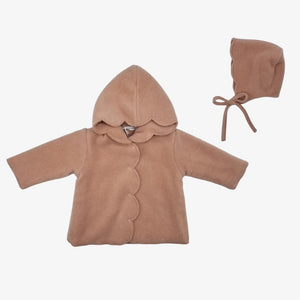 Wrap Fleece Jacket With Bonnet - Pink