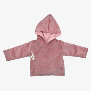 Cotton Pompom  Wrap Jacket & Bonnet Set - Pink