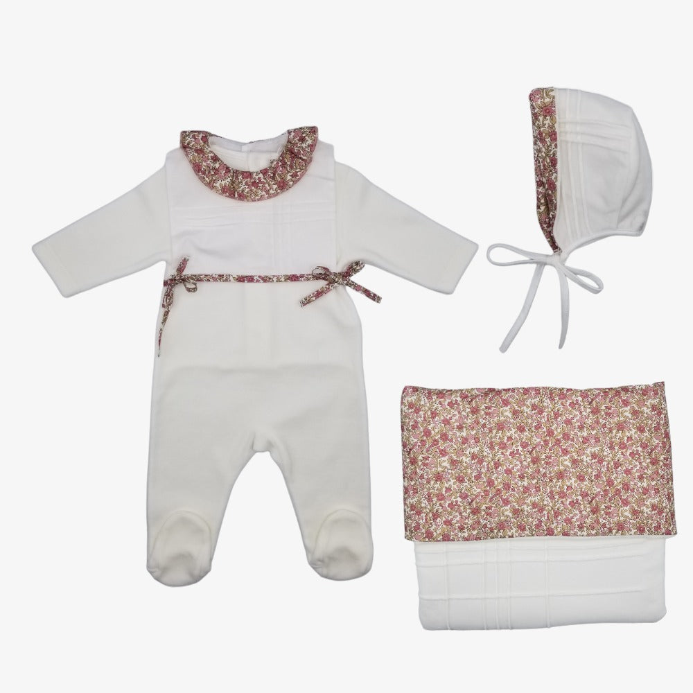 Ruffle Take Me Home Set - Ivory-pink Floral