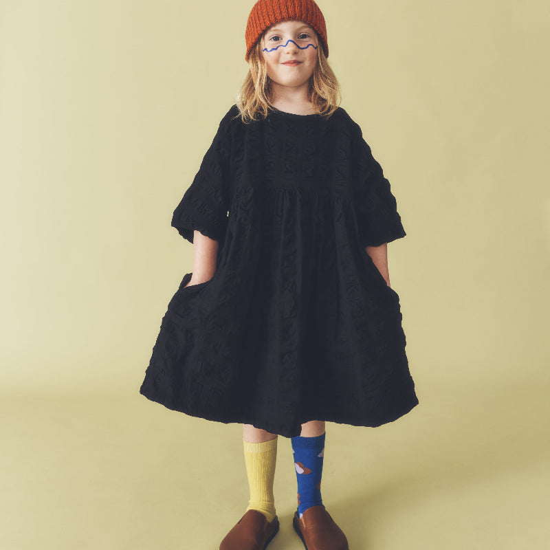Seersucker Dress - Black