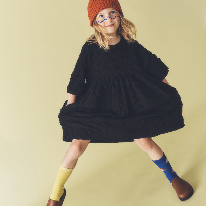 Seersucker Dress - Black