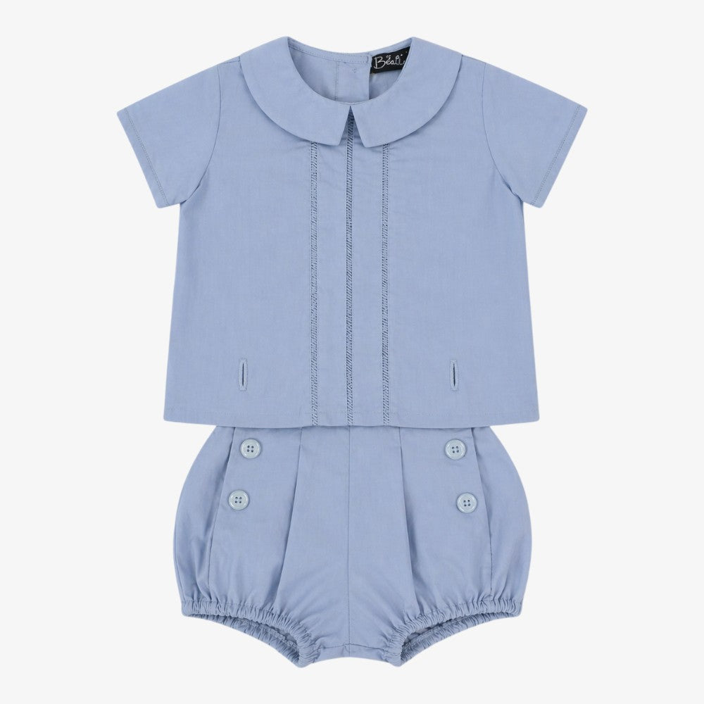 Ladder Detail Shirt And Bloomer - Light Blue