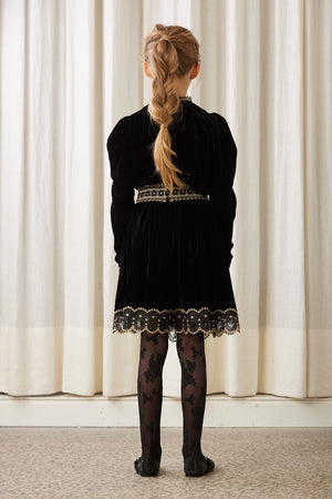 Petite Amalie Velvet Mettalic Lace Blouse And Skirt - Black/gold