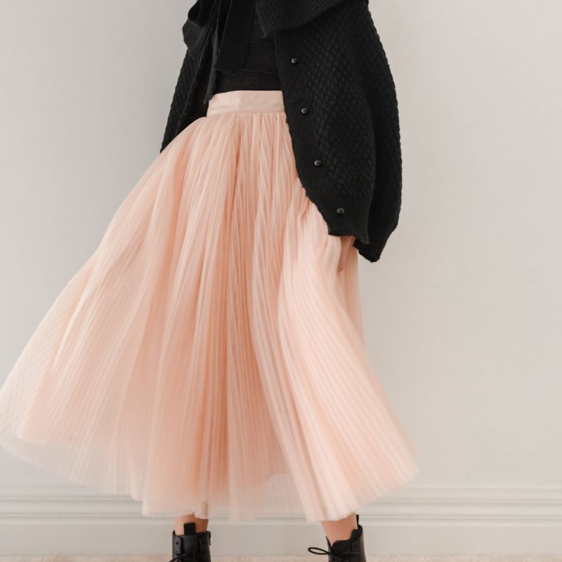 Tulle Pleated Skirt - Antique Rose