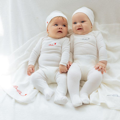Muslin Patch Footie - Ivory&amp;red