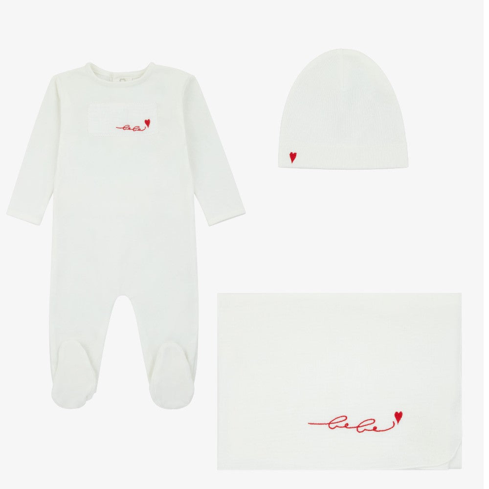 Muslin Patch Take Me Set - Ivory&amp;red