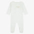 Velour Patch Footie - Ivory&gold