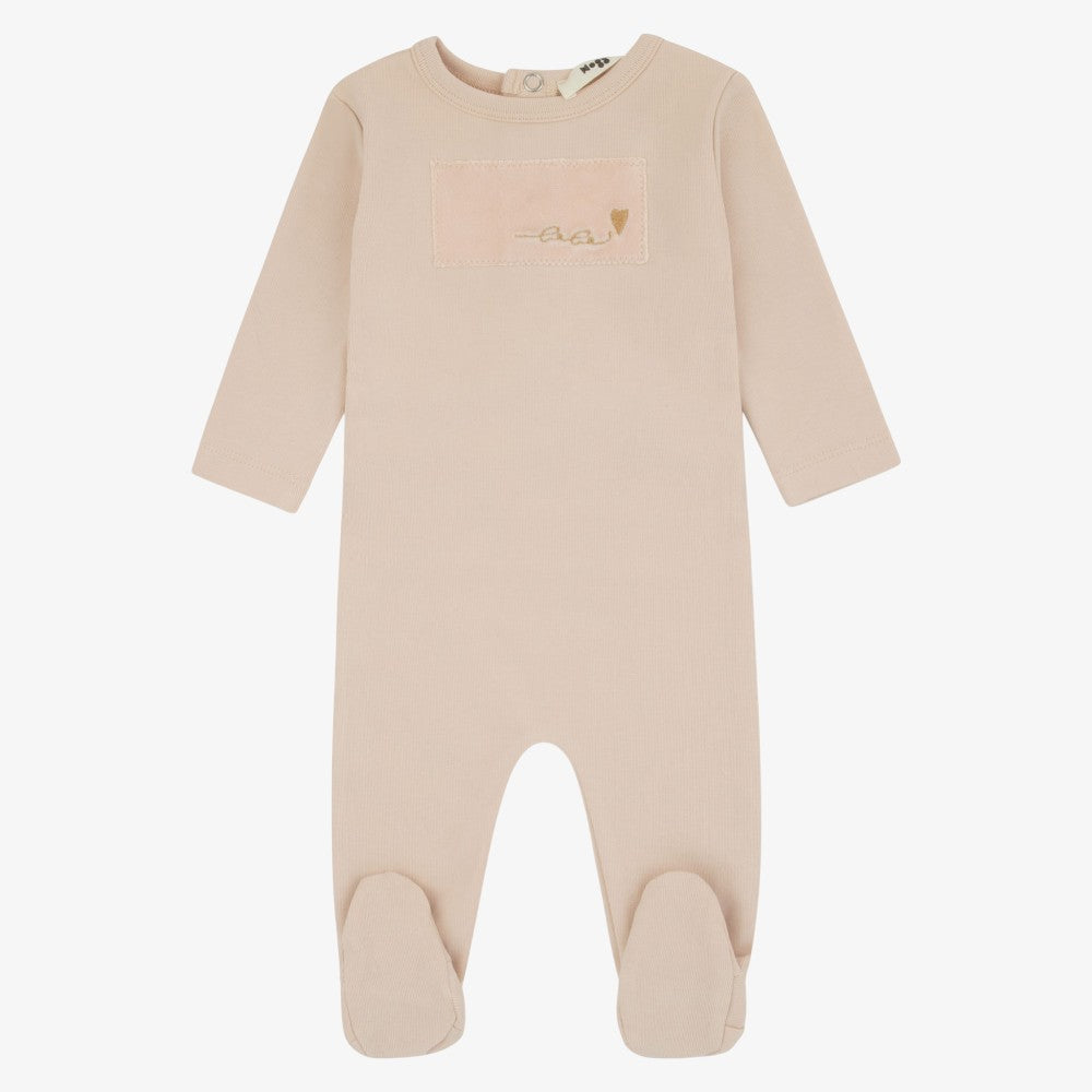 Velour Patch Footie - Pink