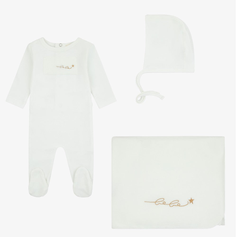 Velour Patch Take Me Home Set - Ivory&amp;gold