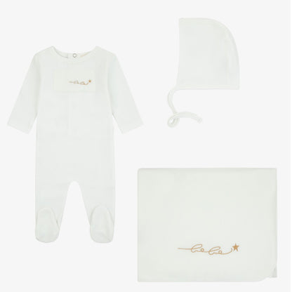 Velour Patch Take Me Home Set - Ivory&amp;gold