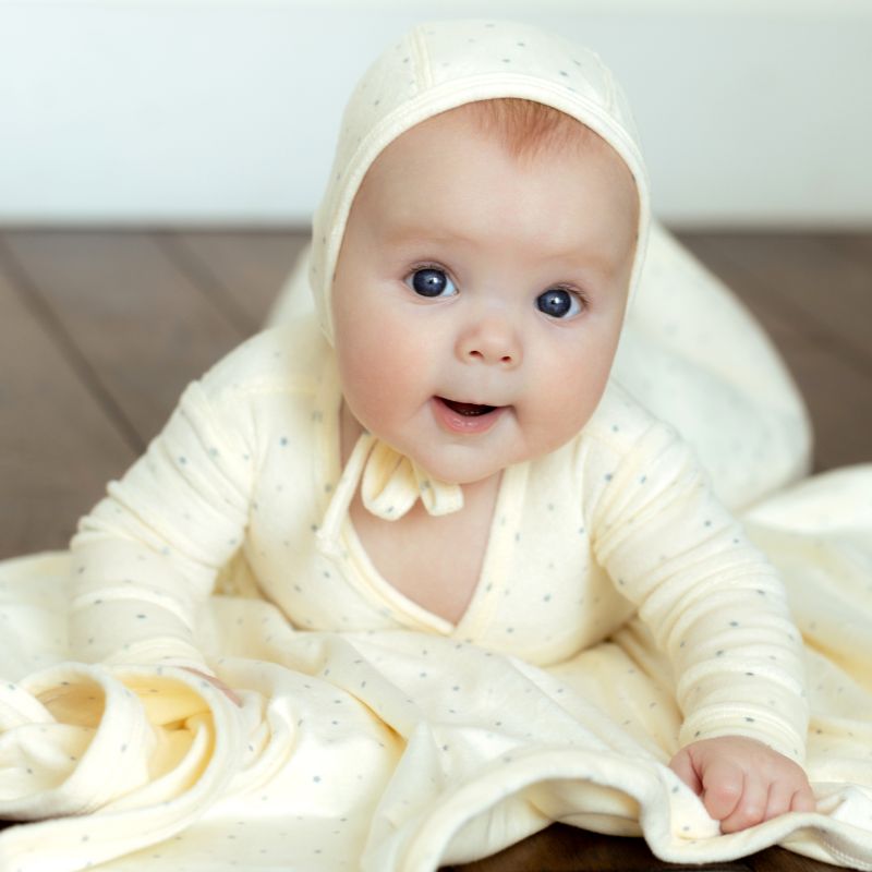 Velour Wrap Footie - Ivory&blue