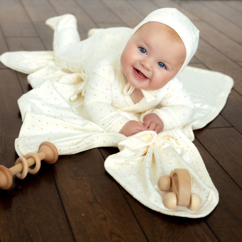 Velour Wrap Footie - Ivory&pink
