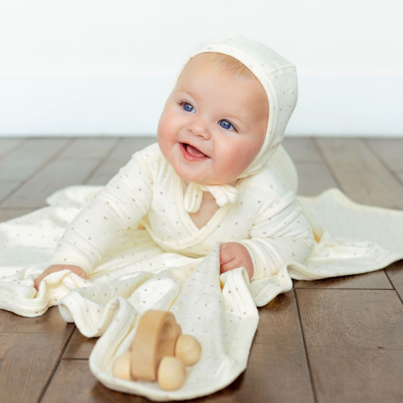 Velour Wrap Footie - Ivory&amp;pink