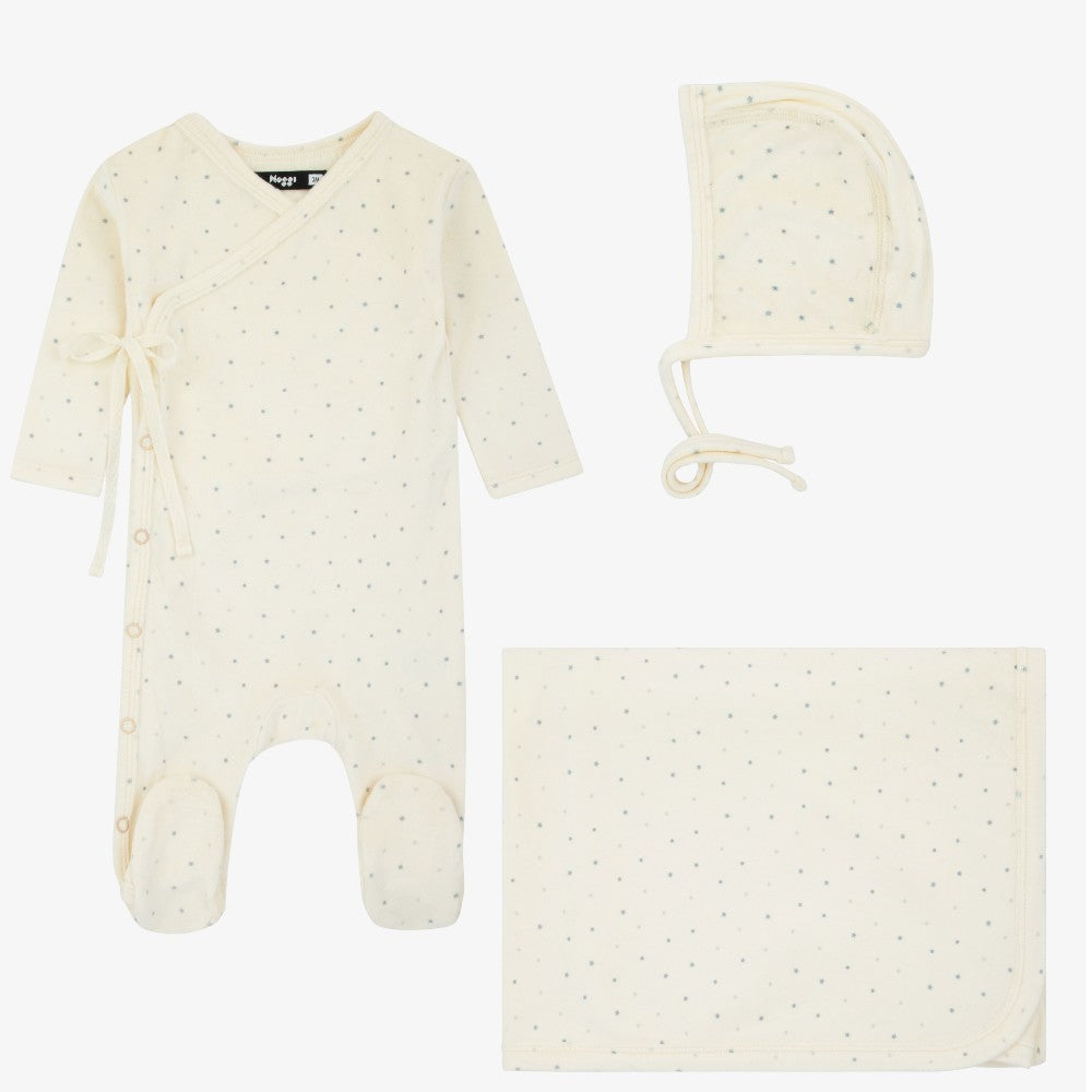 Velour Wrap Take Me Home Set - Ivory&amp;blue