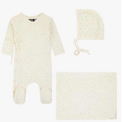 Velour Wrap Take Me Home Set - Ivory&amp;blue
