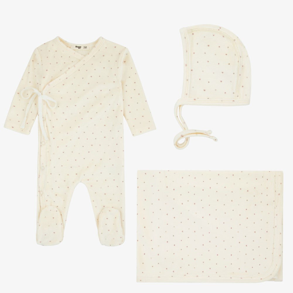 Velour Wrap Take Me Home Set - Ivory&amp;pink