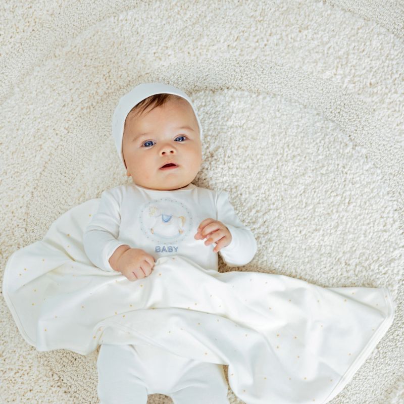 Rocking Horse Footie - Ivory&amp;blue