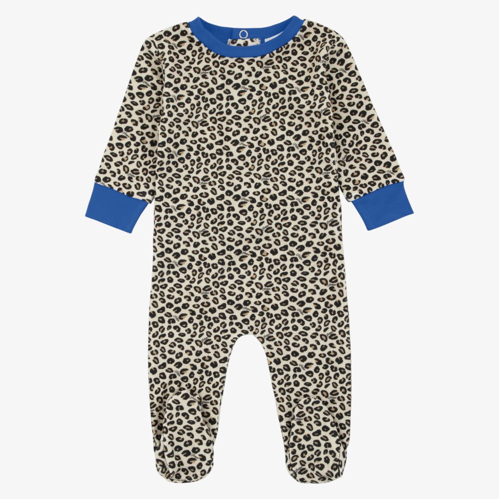 Leopard Footie - Blue