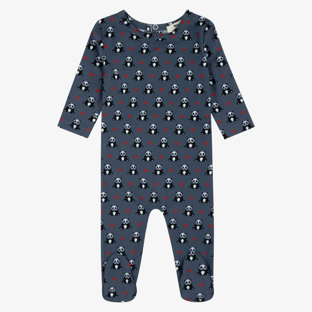 Panda Pattern Footie - Blue