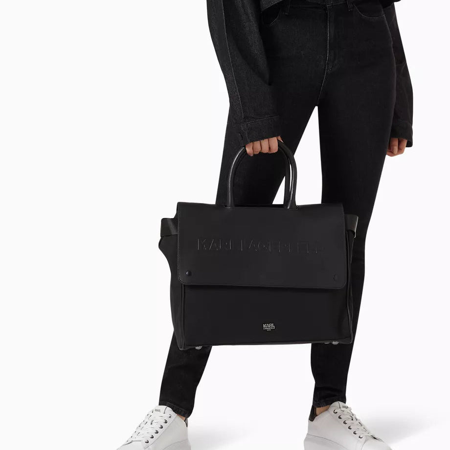 Logo Diaper Bag With Mat - Black
