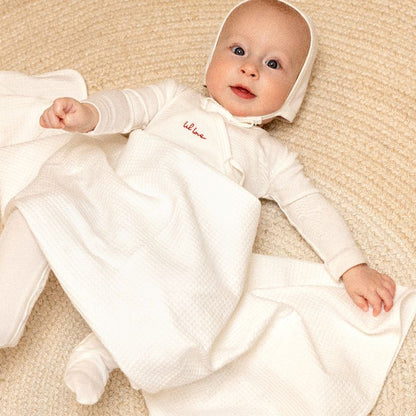 Lil Love Embroidered Footie - Ivory &amp; Red