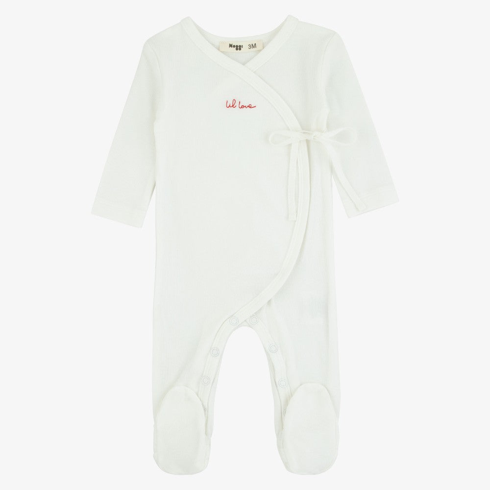 Lil Love Embroidered Footie - Ivory &amp; Red