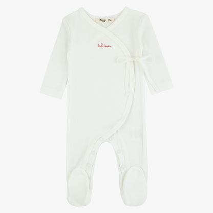 Lil Love Embroidered Footie - Ivory &amp; Red