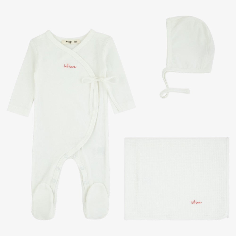 Lil Love Embroidered Take Me Home Set - Ivory &amp; Red